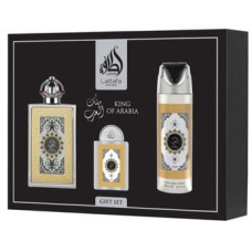 Kit Lattafa Giftset King Of Arabia  100ml + desodorante 200ml +miniatura 20ml